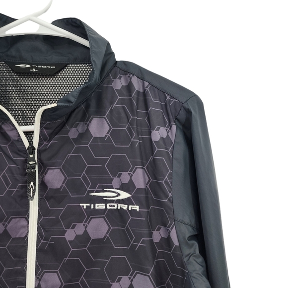 Tigora Men's Geometric Print Chest Logo Golf Windbreaker - S - Picture 2 of 6